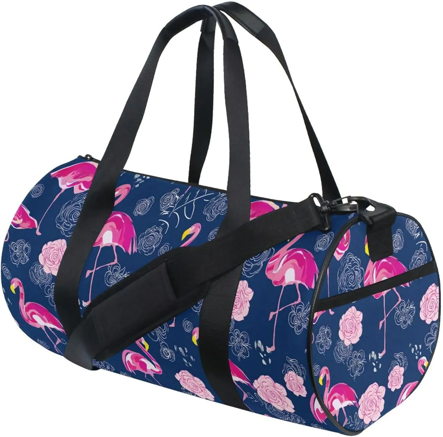 MNSRUU Sports Duffel Bags, Flowers Flamingo Athletic Gym Bag Overnight Workout Travel Tote Luggage for Men Women Yoga