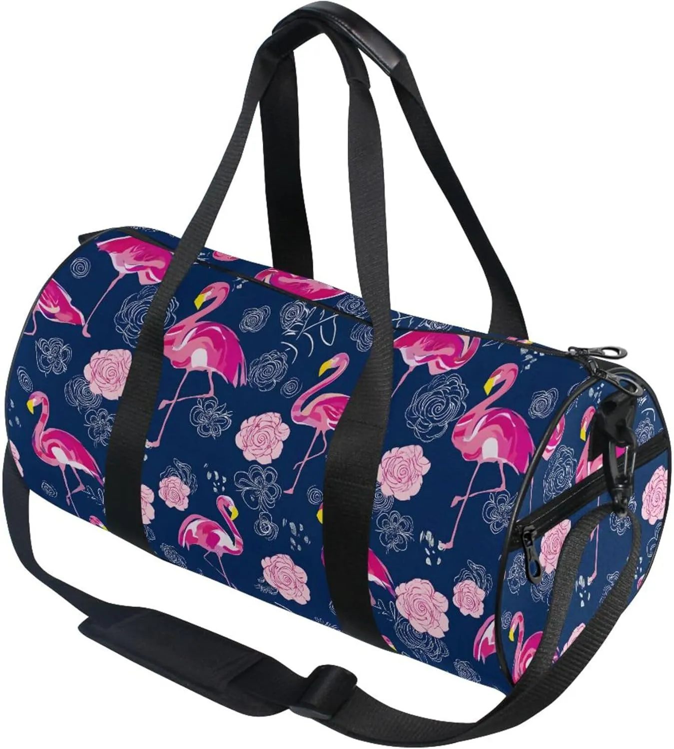 MNSRUU Sports Duffel Bags, Flowers Flamingo Athletic Gym Bag Overnight Workout Travel Tote Luggage for Men Women Yoga