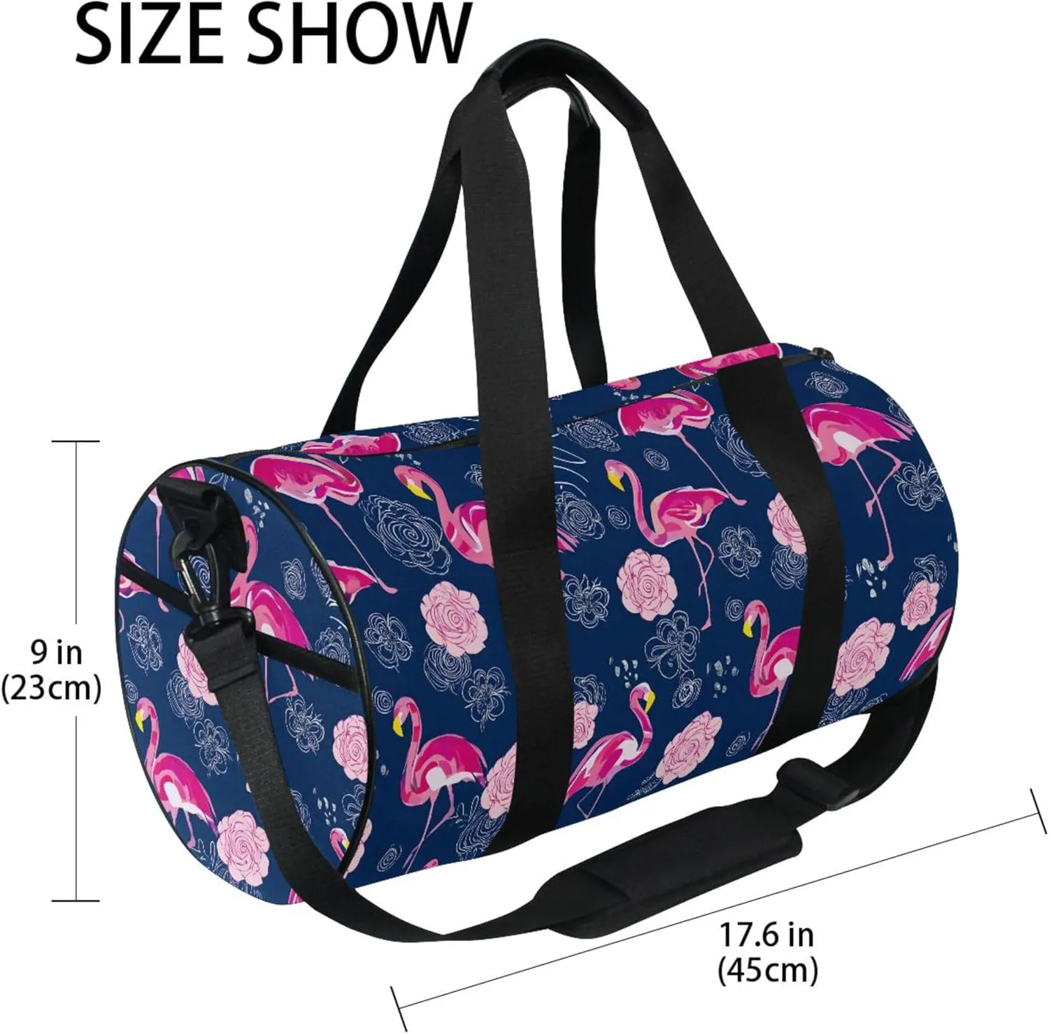 MNSRUU Sports Duffel Bags, Flowers Flamingo Athletic Gym Bag Overnight Workout Travel Tote Luggage for Men Women Yoga