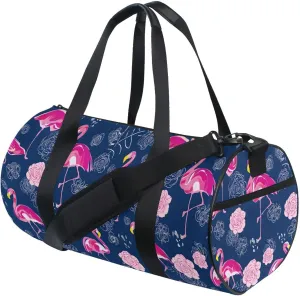 MNSRUU Sports Duffel Bags, Flowers Flamingo Athletic Gym Bag Overnight Workout Travel Tote Luggage for Men Women Yoga