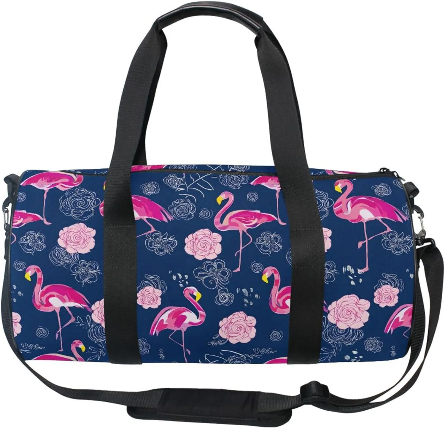 MNSRUU Sports Duffel Bags, Flowers Flamingo Athletic Gym Bag Overnight Workout Travel Tote Luggage for Men Women Yoga