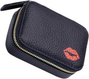 Mobestech Faux Leather Makeup Bag - Portable Lipstick Holder & Storage Pouch - Small Zipper Travel Cosmetic Bag