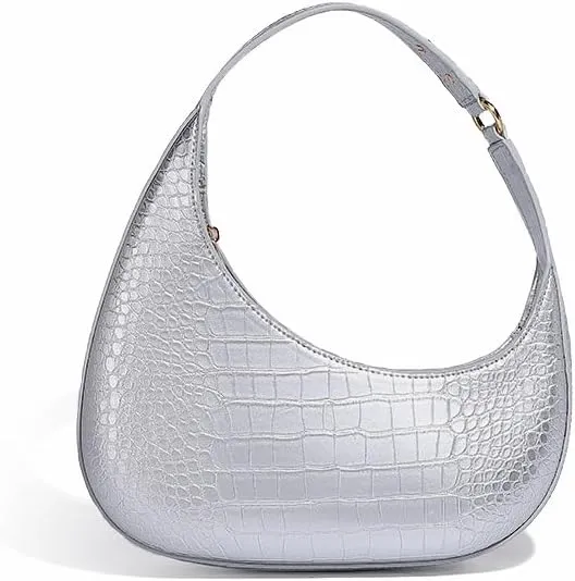 Moon Bags For Women, Faux Crocodile Pattern Leather Crescent Bag, Small Trendy Shoulder Bag Women's Fashion Handbag