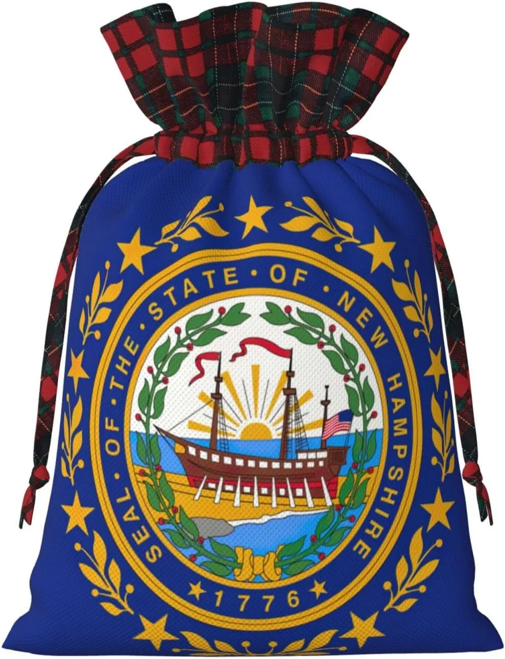 Muflvdx New Hampshire State Flag Print Christmas Gift Bags,Reusable Holiday Bags For Gifts,For Christmas,Birthdays,Parties