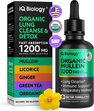 Mullein Drops for Lungs - Lung Detox for Smokers - USDA Organic Mullein Leaf, Nettle Leaf Extract Supplement - Lungs Cleanse Respiratory Support to Clear Lungs & Easy Breathe, Immune Support* - 2 oz