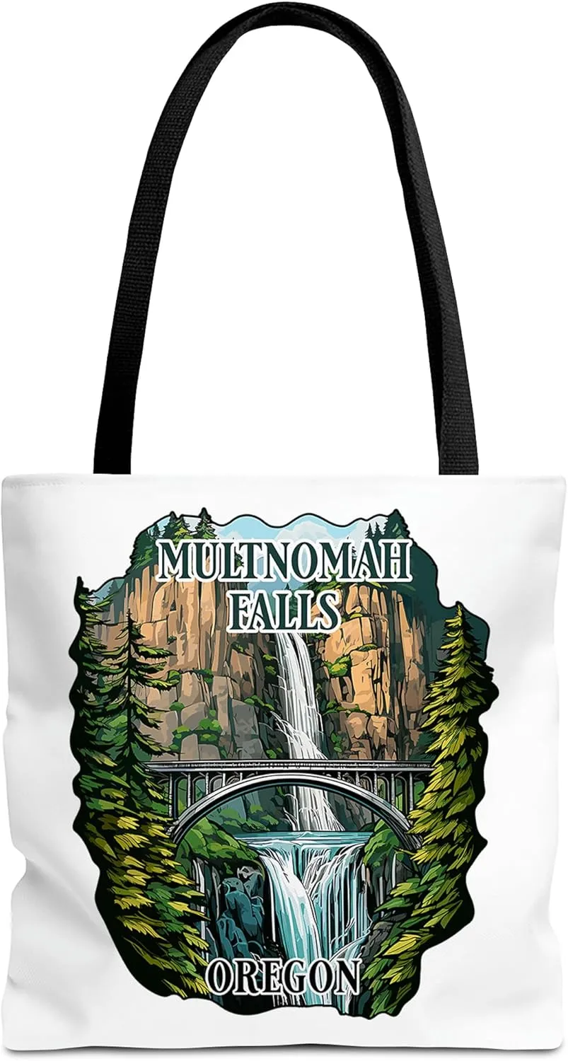 Multnomah Falls Oregon Tote Bag for Women Men Casual Tote Bag Cloth Canvas Shopping Bags with Handles Cute Bags Everyday Use 16" x 16" Aesthetic Gift ID44998