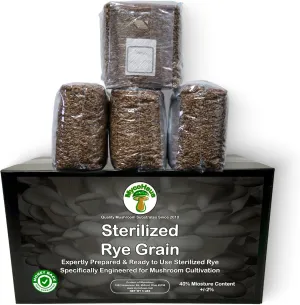 Mushroom Growing Kit | Sterilized Rye Grain | Magic Indoor Grow Bags for Mushrooms | Shroom Home Cultivation Magic Supplies | Without Spores | Without Injection Ports | 1 Pound (6 Pack)