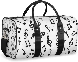 Music Notes Travel Duffle Bag for Women Men Gym Duffel Foldable Bag Waterproof Weekender Rustic Musical Duffle Tote