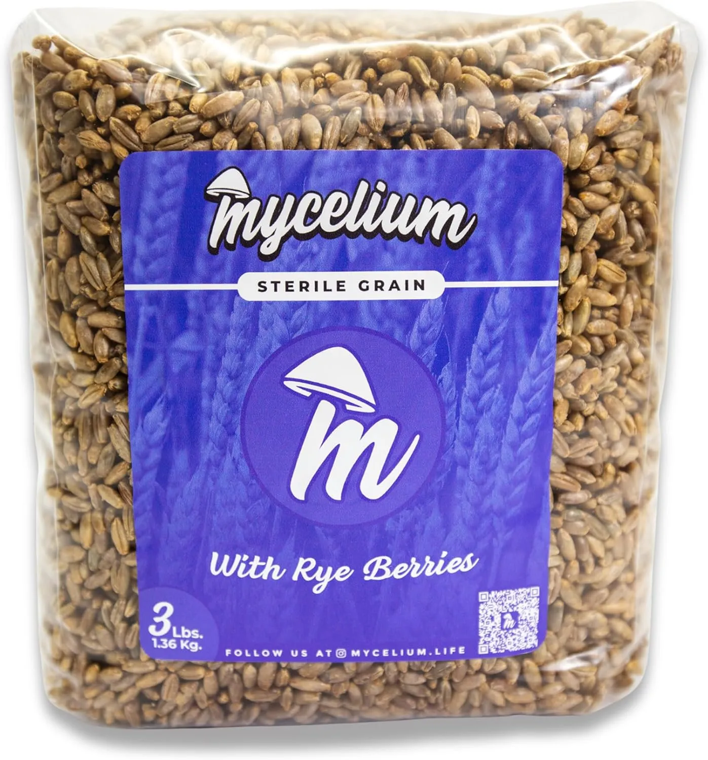 Mycelium Mushroom Growing Kit I CVG Substrate (Coco Coir, Vermiculite, Gypsum) with Rye Berries Grain I High Yield Proprietary Mix I Sterilized Mushroom Grow Bag for Starter & Pro Home Growers, 9lbs