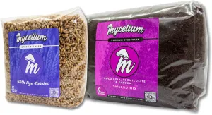 Mycelium Mushroom Growing Kit I CVG Substrate (Coco Coir, Vermiculite, Gypsum) with Rye Berries Grain I High Yield Proprietary Mix I Sterilized Mushroom Grow Bag for Starter & Pro Home Growers, 9lbs