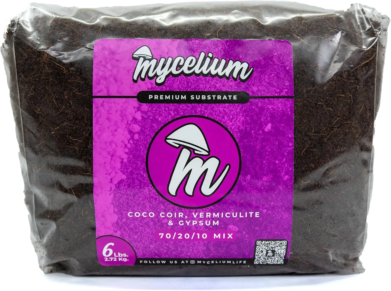 Mycelium Mushroom Growing Kit I CVG Substrate (Coco Coir, Vermiculite, Gypsum) with Rye Berries Grain I High Yield Proprietary Mix I Sterilized Mushroom Grow Bag for Starter & Pro Home Growers, 9lbs