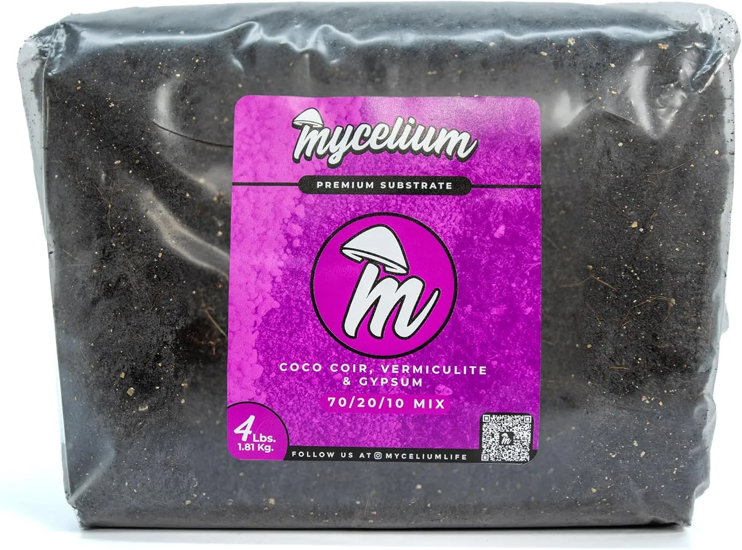 Mycelium Mushroom Growing Kit I CVG Substrate (Coco Coir, Vermiculite, Gypsum) with Whole Oats Grain I High Yield Proprietary Mix I Sterilized Mushroom Grow Bag for Starter & Pro Home Growers, 6lbs