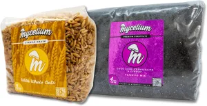 Mycelium Mushroom Growing Kit I CVG Substrate (Coco Coir, Vermiculite, Gypsum) with Whole Oats Grain I High Yield Proprietary Mix I Sterilized Mushroom Grow Bag for Starter & Pro Home Growers, 6lbs