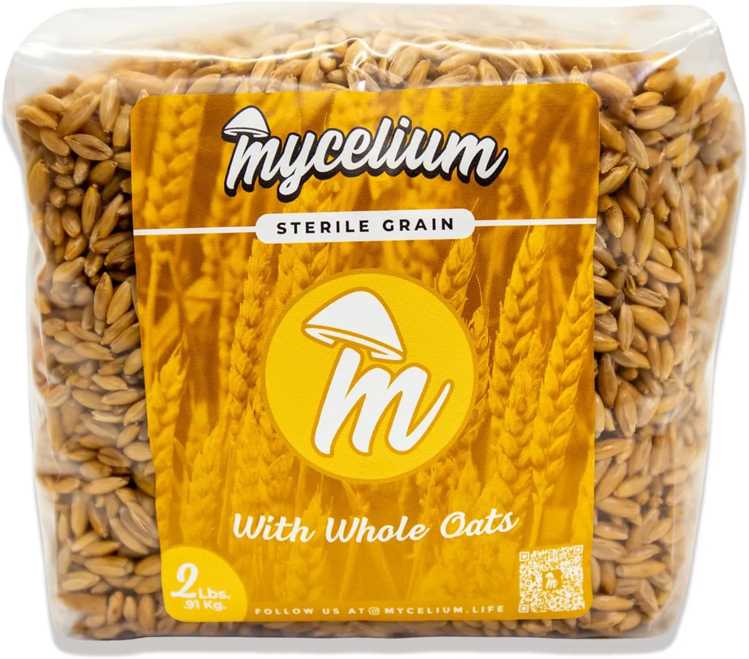Mycelium Mushroom Growing Kit I CVG Substrate (Coco Coir, Vermiculite, Gypsum) with Whole Oats Grain I High Yield Proprietary Mix I Sterilized Mushroom Grow Bag for Starter & Pro Home Growers, 6lbs
