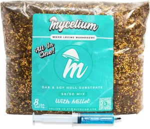 Mycelium Mushroom Growing Kit, Purple Mukitake Gourmet I Oak & Soy Hull Substrate I High Yield Proprietary Mix I Sterile Grow Bag with 20ml Liquid Culture Syringe for Starter & Pro Home Growers, 8lbs
