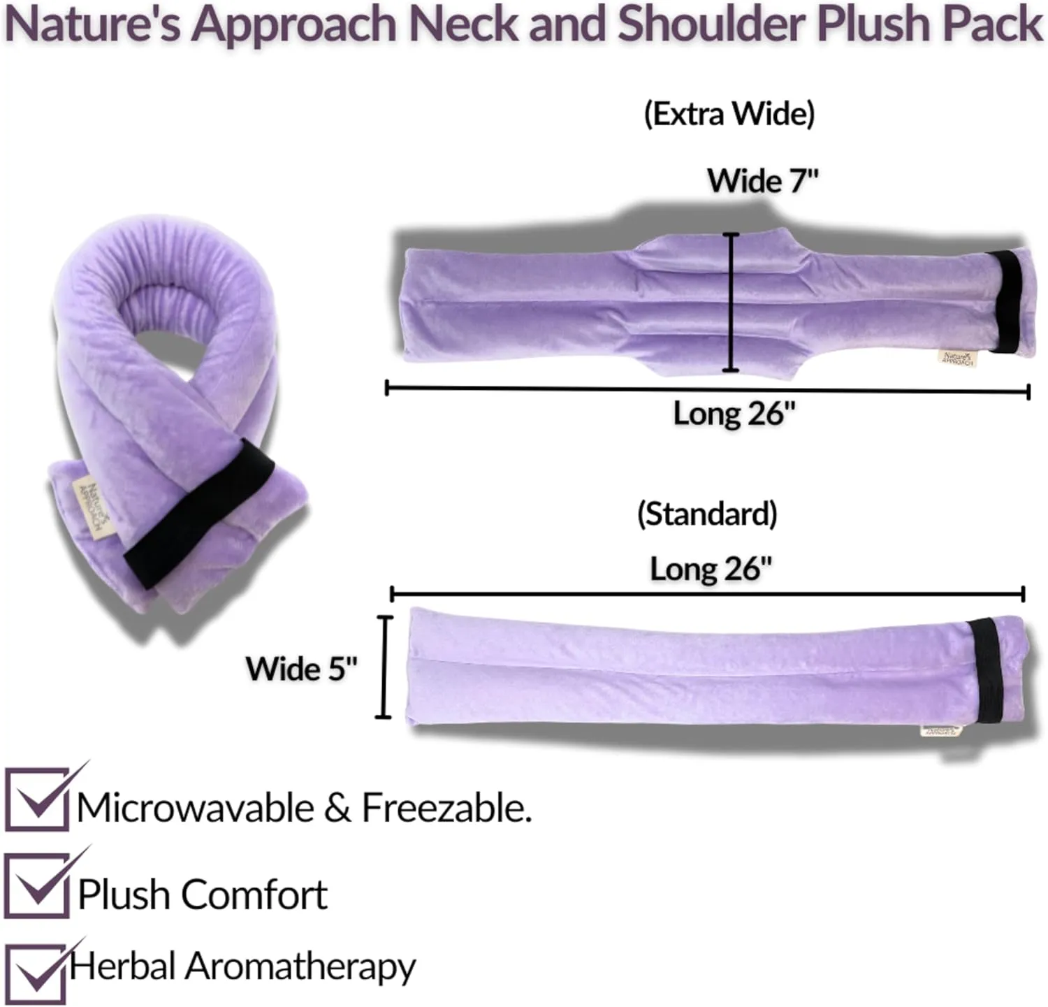 Nature's Approach Neck and Shoulder Plush Pack Microwave Heating Pad, Microwavable Heating Pads for Hot and Cold Therapy, Hot Packs for Pain Relief, Extra Wide (26 x 7 in), Royal Blue