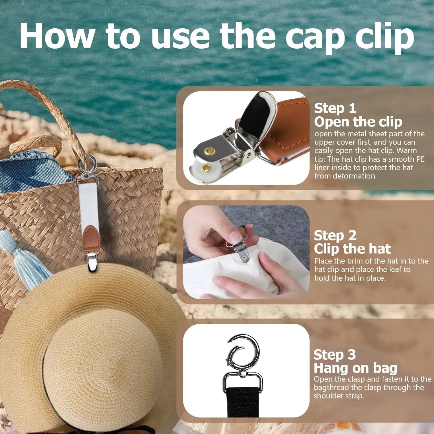 Nearockle 2-5Pcs Hat Clips for Travel Handbag Backpack Luggage,Elastic Clip Hat Companion for Women,Outdoor Travel Accessory