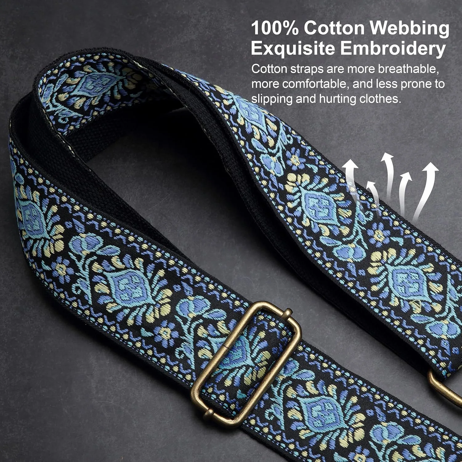 Nefelibata Purse Strap, 2" Cowhide Head Wide Shoulder Strap Adjustable Replacement,Retro Jacquard Embroidery Multi-pattern Crossbody Bag Straps for Handbag,Crossbody Bags(Purple Flower)