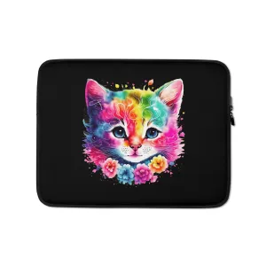 Neon Rainbow Cat Laptop Sleeve