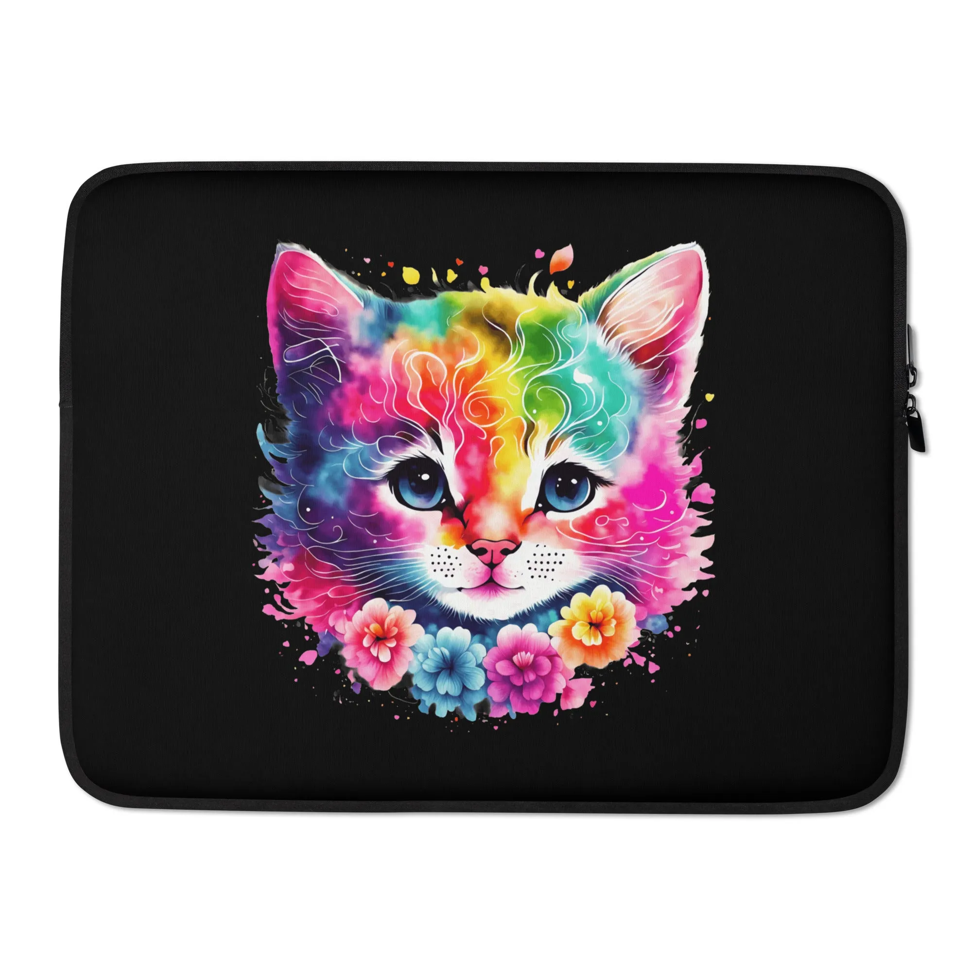 Neon Rainbow Cat Laptop Sleeve