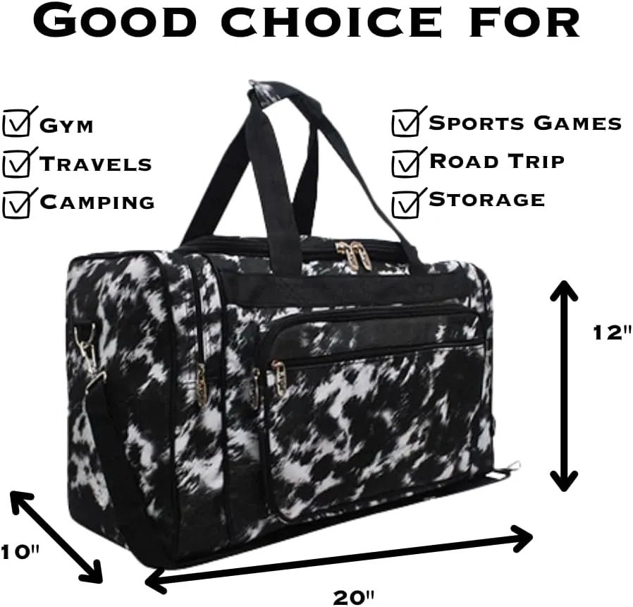 NGIL Canvas 20" inch Duffle Bag (Cow Fur Texture-Black)