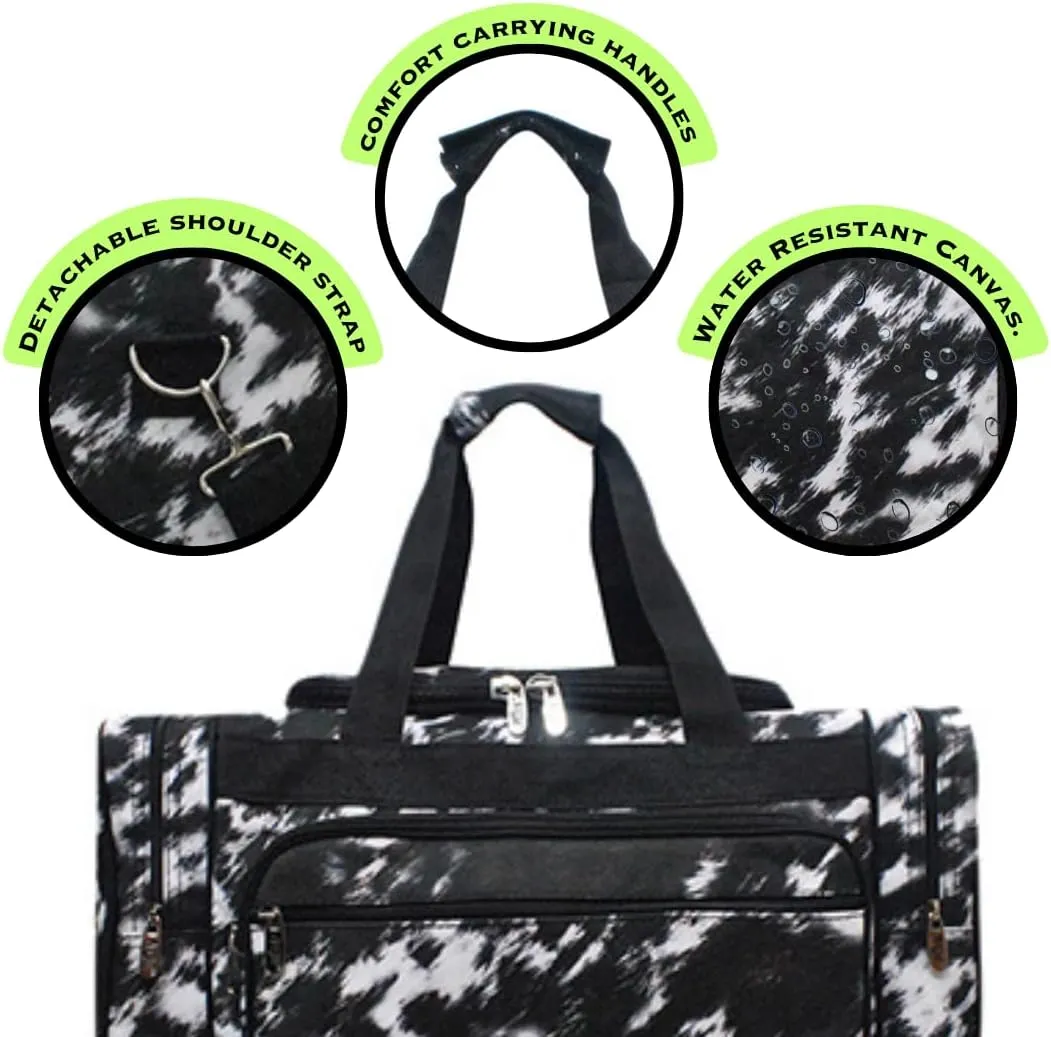 NGIL Canvas 20" inch Duffle Bag (Cow Fur Texture-Black)
