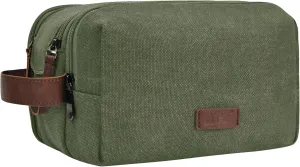 NGIL Traveling Toiletry Bag, Canvas Toiletry Organizer for Women and Men, Cosmetic Case, Skincare, Shaving Kit Organizer Traveling Toiletry Bag (Green, Medium)