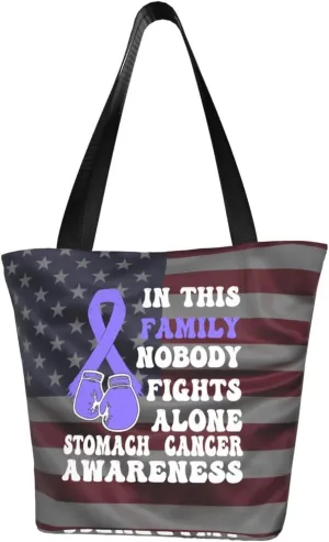 Nobody Fights Alone Multiple Stomach Cancer Awareness Fashion Shoulder Bag Large Capacity For Man Or Woman