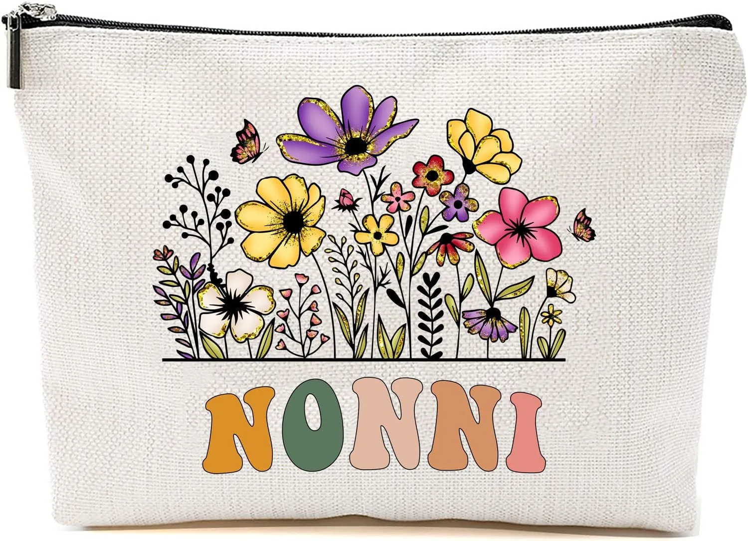 Nonni Wildflowers Gifts For Mother's Day Makeup Bags - Nonni Flower Gift Bags - Mom Birthday Gifts - Travel Cosmetic Bag For Birthday