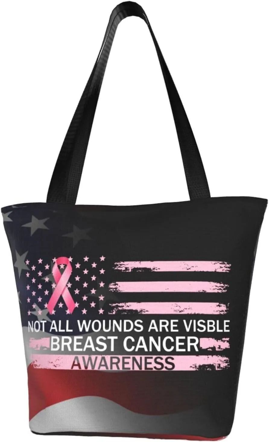 Not All Wounds Are Visible Breast Cancer Awareness Fashion Shoulder Bag Large Capacity For Man Or Woman