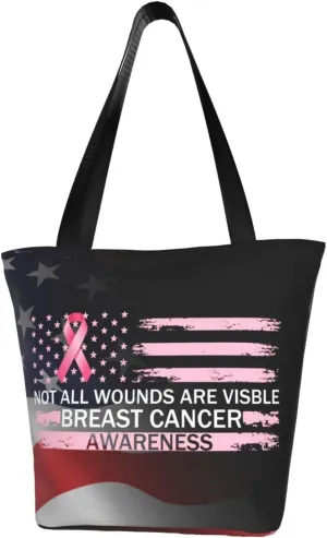Not All Wounds Are Visible Breast Cancer Awareness Fashion Shoulder Bag Large Capacity For Man Or Woman