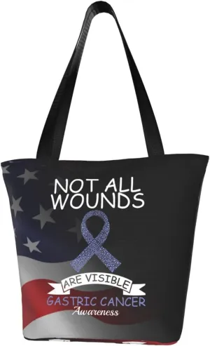Not All Wounds Are Visible Gastric Cancer Awareness Fashion Shoulder Bag Large Capacity For Man Or Woman