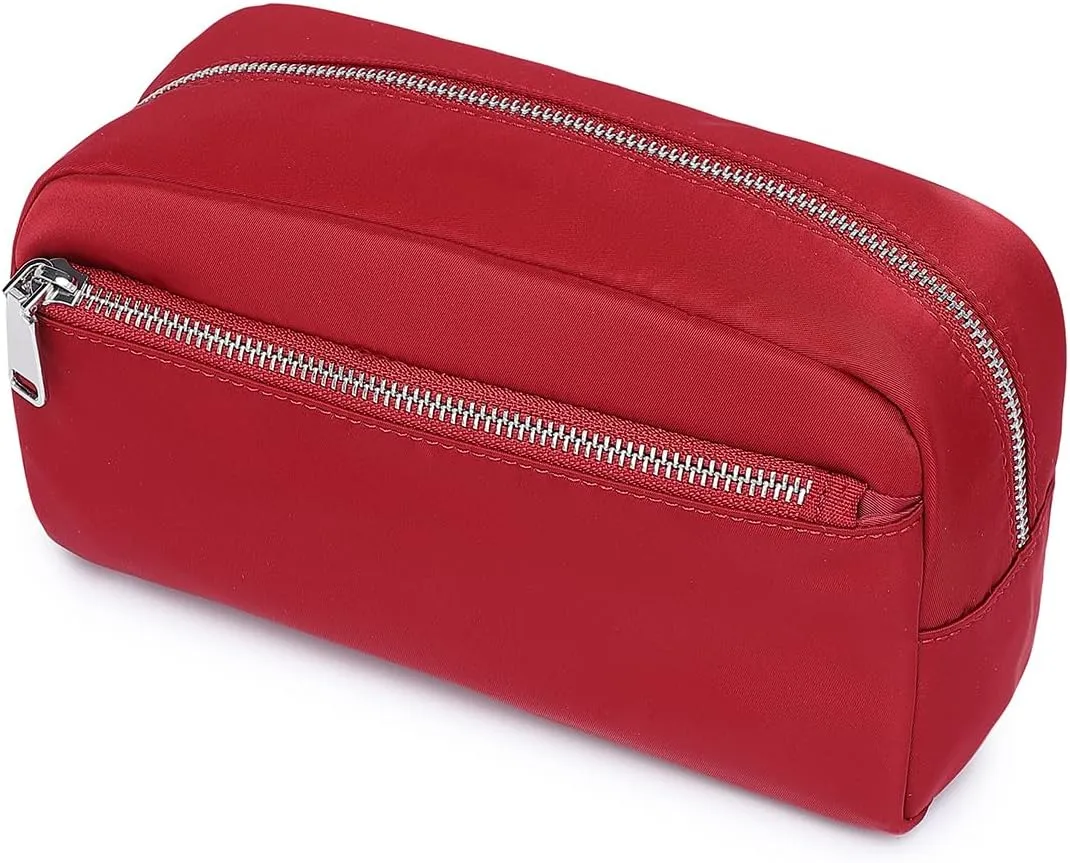 Nylon Female cosmetic bags Canvas toiletry bags Wash bags with large capacity Simple design (Nylon/Burgundy Red)