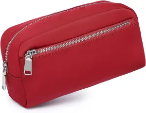 Nylon Female cosmetic bags Canvas toiletry bags Wash bags with large capacity Simple design (Nylon/Burgundy Red)