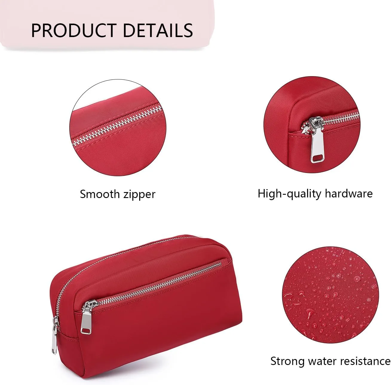 Nylon Female cosmetic bags Canvas toiletry bags Wash bags with large capacity Simple design (Nylon/Burgundy Red)