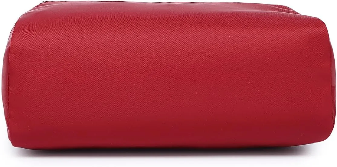 Nylon Female cosmetic bags Canvas toiletry bags Wash bags with large capacity Simple design (Nylon/Burgundy Red)