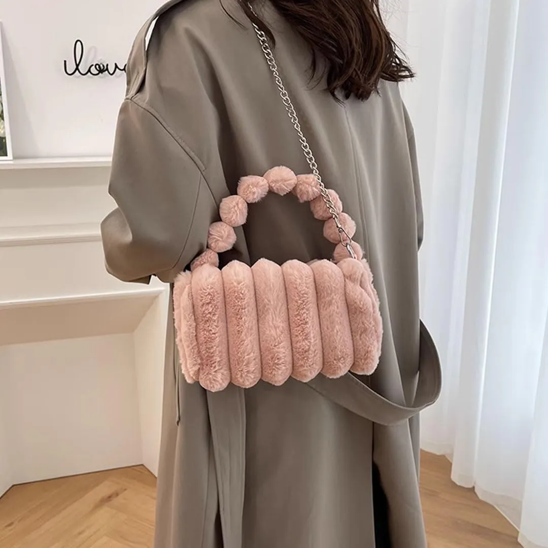 Oagasi Fur Purses for Women Faux Fur Bag Crossbody Bags Fuzzy Purse Furry Purse Y2k Shoulder Purse Handbags
