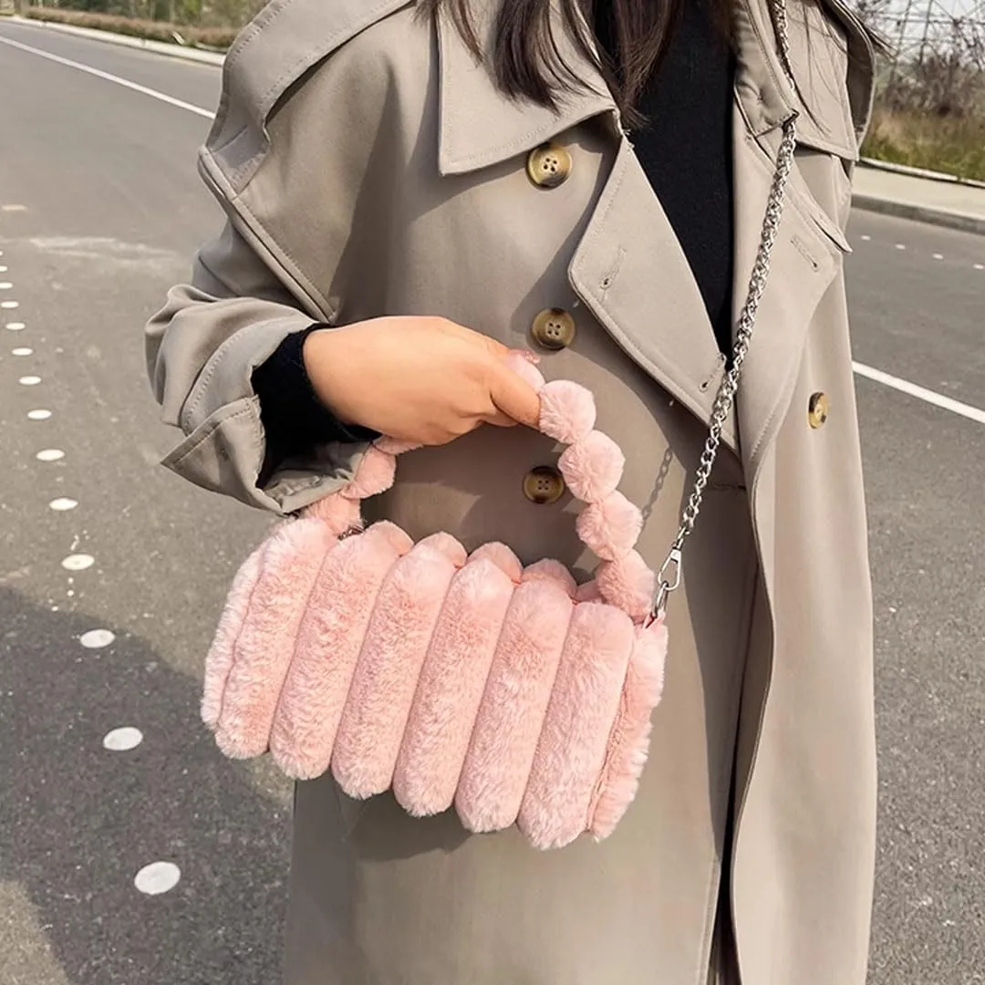 Oagasi Fur Purses for Women Faux Fur Bag Crossbody Bags Fuzzy Purse Furry Purse Y2k Shoulder Purse Handbags