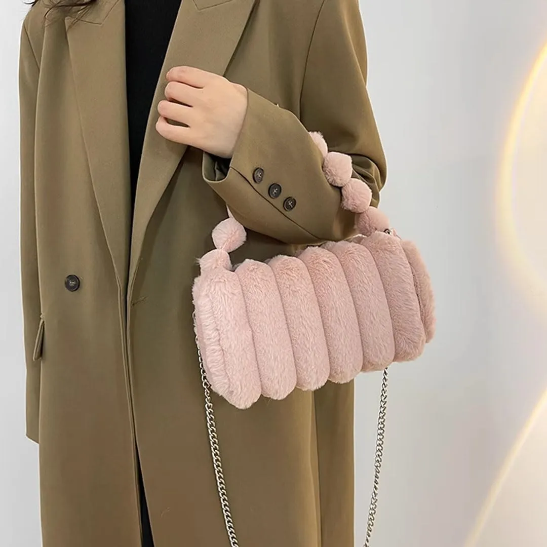 Oagasi Fur Purses for Women Faux Fur Bag Crossbody Bags Fuzzy Purse Furry Purse Y2k Shoulder Purse Handbags