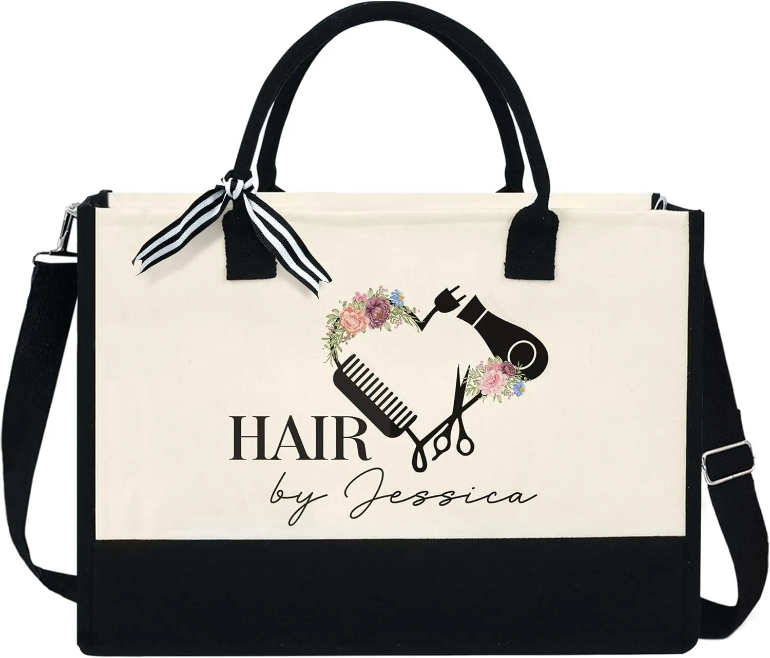 OASSIE Personalized Hairdresser Gifts - Christmas, Birthday Gifts For Hairdressers, Hair Stylist, New Salon Owner Gifts, Thank You Gifts For Hairdressers - 13 oz Canvas Tote Bag With Zipper