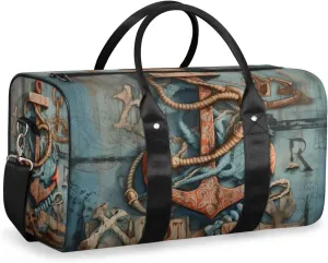 Ocean Anchor Travel Duffle Bag for Women Men Gym Duffel Foldable Bag Waterproof Weekender Rustic Art Duffle Tote