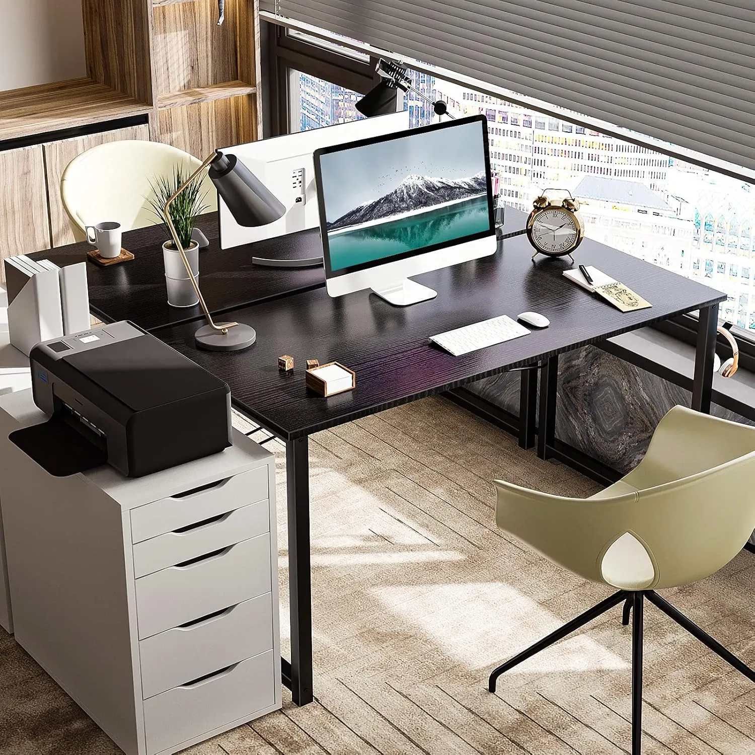 ODK 48 Inches Computer Desk for Home Office, Office Table for Small Spaces, Writing Desk with Headphone Hooks, Black