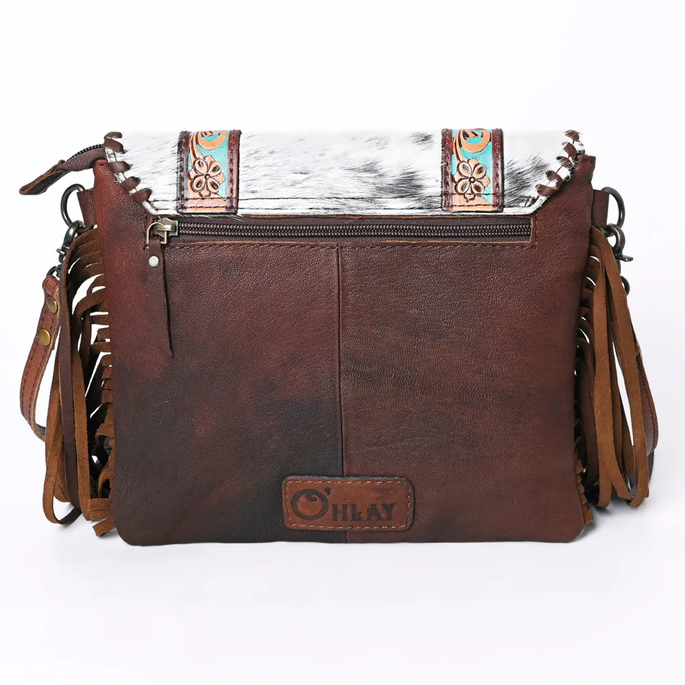 OHLAY KBG280 Cross Body Hand Tooled Hair-On Genuine Leather women bag western handbag purse
