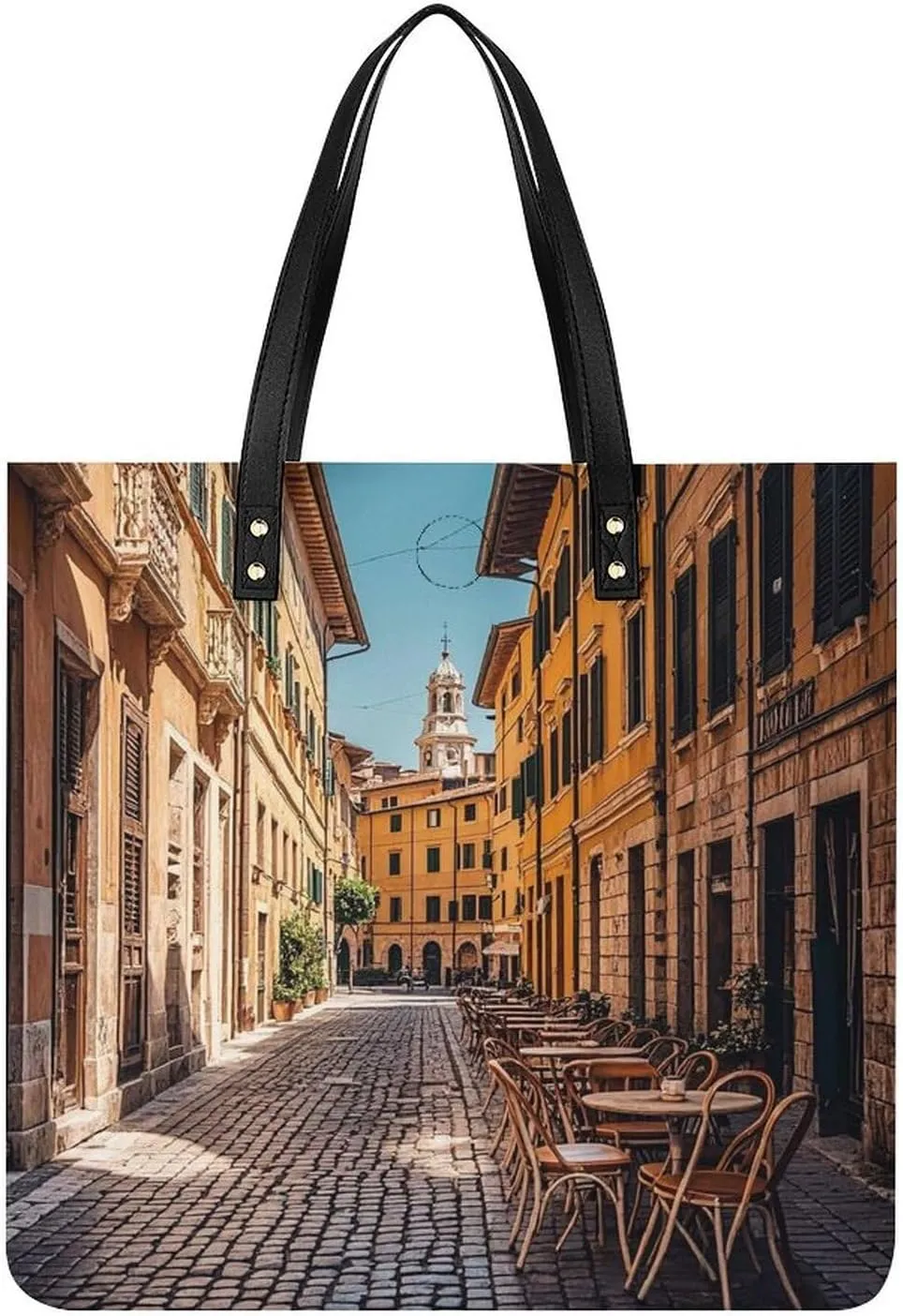 Old Courtyard Cafe Chair City, Rome, Italy Leather Handbags Crossbody Bags for Women Trendy Vegan Purses Shoulder Handbags with Wide Shoulder Strap And Zipper
