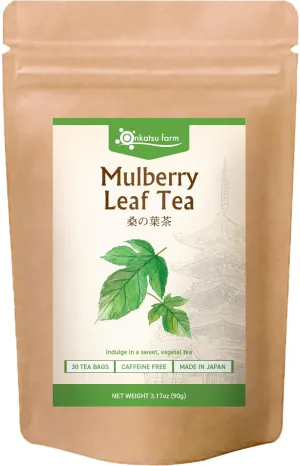 [Onkatsu Farm] Kuwanoha Mulberry Leaf Tea - Non-Caffeinated - 30 Count Pyramid Tea Bags - Japanese Tea Made In Japan - English Label