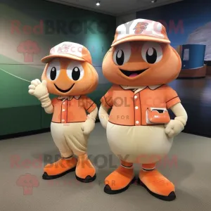 Peach Baseball Glove mascot costume character dressed with a Culottes and Messenger bags, Large