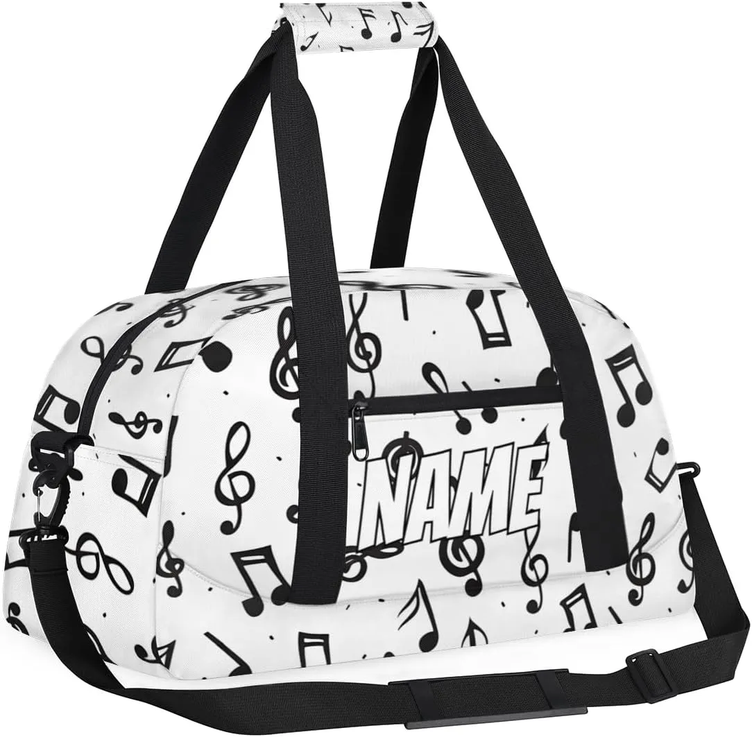 Personalized Custom Gym Bag for Women Men Carry on Music Notes Travel Duffel Tote Rustic Musical Overnight Workout Weekender Bag