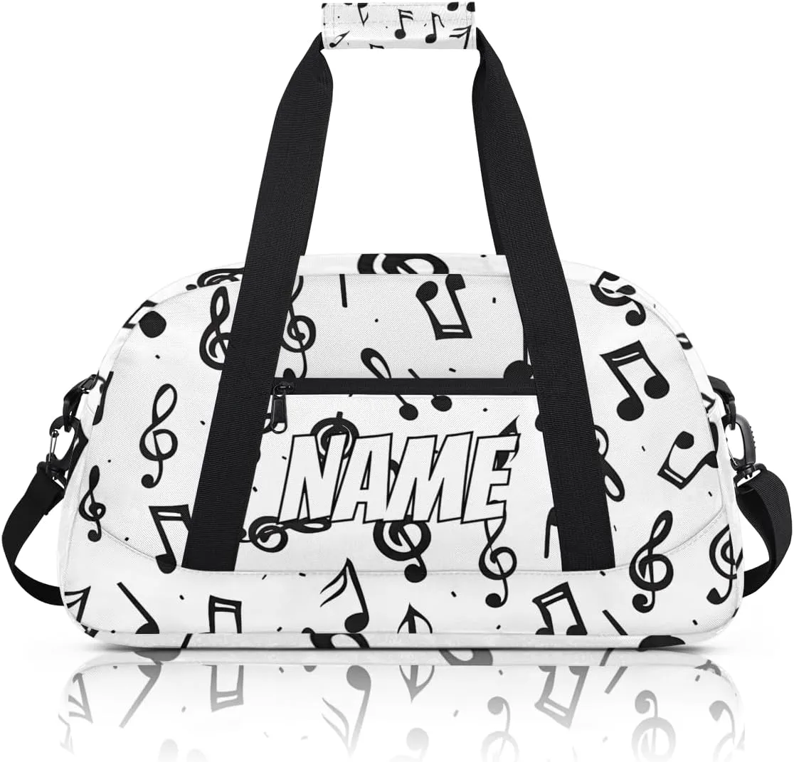 Personalized Custom Gym Bag for Women Men Carry on Music Notes Travel Duffel Tote Rustic Musical Overnight Workout Weekender Bag
