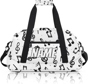 Personalized Custom Gym Bag for Women Men Carry on Music Notes Travel Duffel Tote Rustic Musical Overnight Workout Weekender Bag