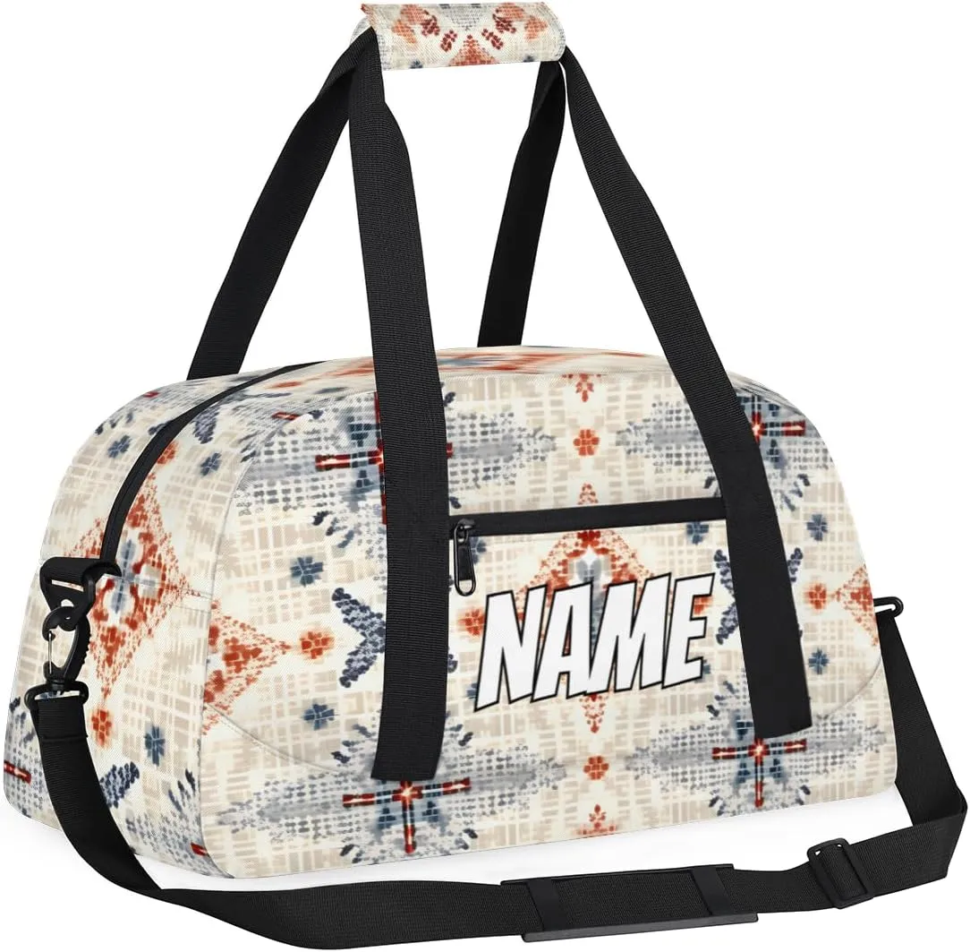 Personalized Custom Gym Bag for Women Men Carry on Vintage Boho Travel Duffel Tote Abstract Rustic Overnight Workout Weekender Bag